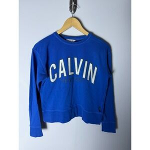 Vintage Calvin Klein Jeans Logo Sweatshirt Womens M Blue Cotton Blend
